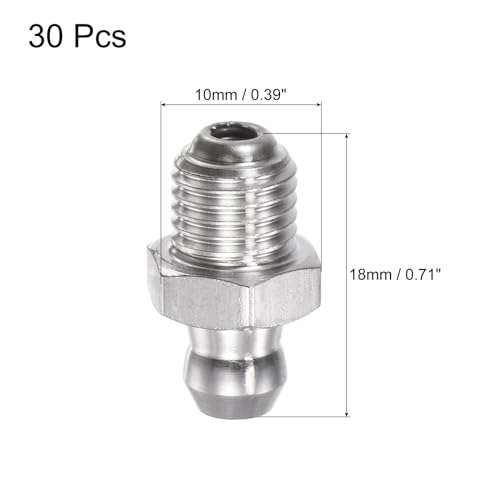 Image of uxcell 201 Stainless Steel Straight Grease Fitting M8 x 1mm Thread Hydraulic Grease Fitting Accessories, 30Pcs
