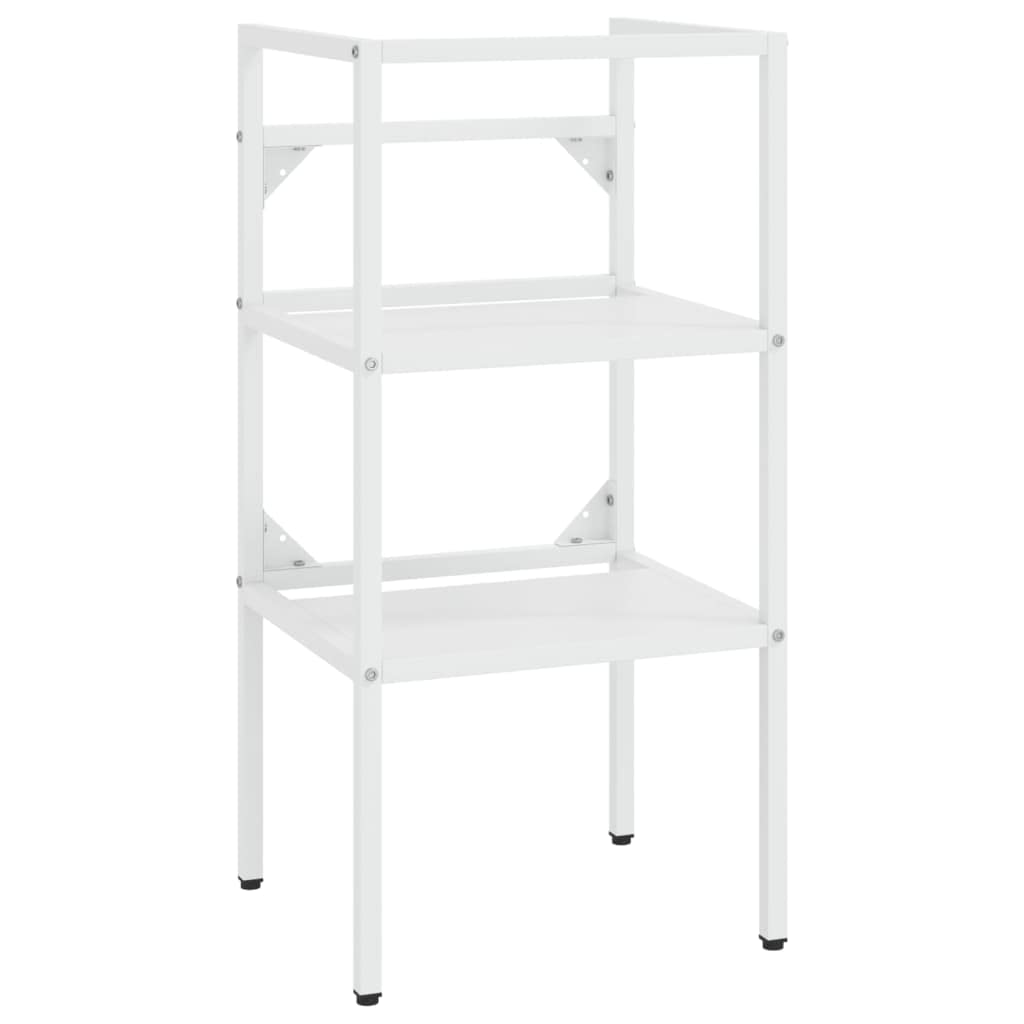Mueble de lavabo de baño con lavabo de hierro blanco lavabo empotrado de cerámica diseño moderno marco estable con recubrimiento en polvo rebosadero superficie esmaltada