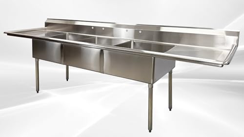 Commercial 3 Compartment Sink for Kitchen Restaurant, Stainless Steel 120