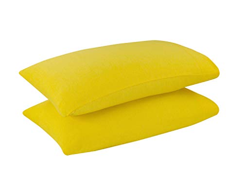 DELANNA Fundas de almohada de punto de jersey, suaves, transpirables, de algodón, tejido rico en camiseta (color amarillo, King)