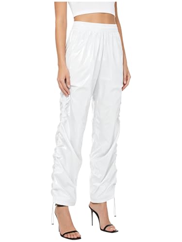 Pantalon disco femme blanc S coupe large streetwear
