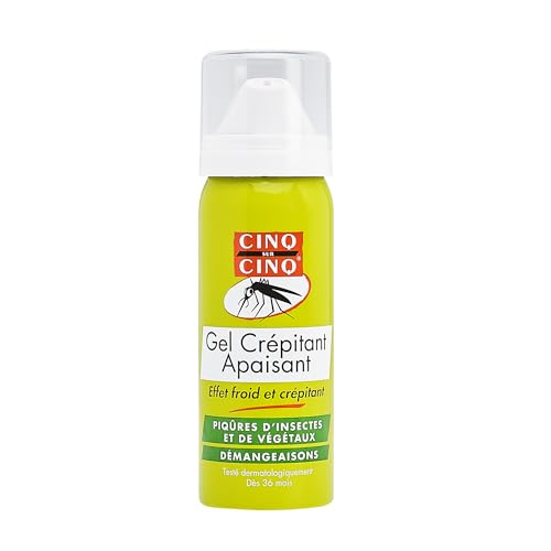 CINQ SUR CINQ Gel Crépitant Apaisant Piqûres Insectes & Végétaux 50 ml – Microbulles Crépitantes – Effet Froid Intense – Dès 3 Ans