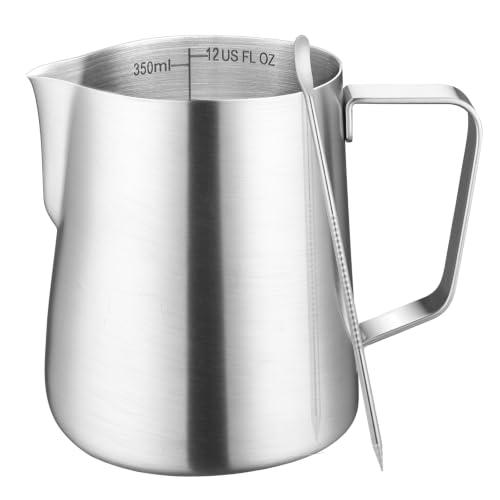 Image of Amrules Milk Frothing Pitcher 12oz Frother Cup Barista Tools, Frosted