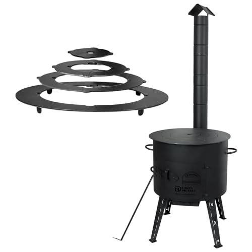 Ø40cm Uchag 2mm Stahl Utschak mit Adapter-Ringe Abzugsrohr Utschag Feldküche Feuerstelle Campingofen Außenküche Eintopfofen