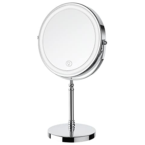 Lighted Makeup Mirror with 10X Magnifying Double Side Cover