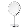 Lighted Makeup Mirror, 3000 mAh Rechargeable Double Sided Magnifying Vanity Mirror with 3 Colors, 1x/10x, 360° Rotation , Brightness Adjustable Magnification Cosmetic Light up Mirror, Women Gift