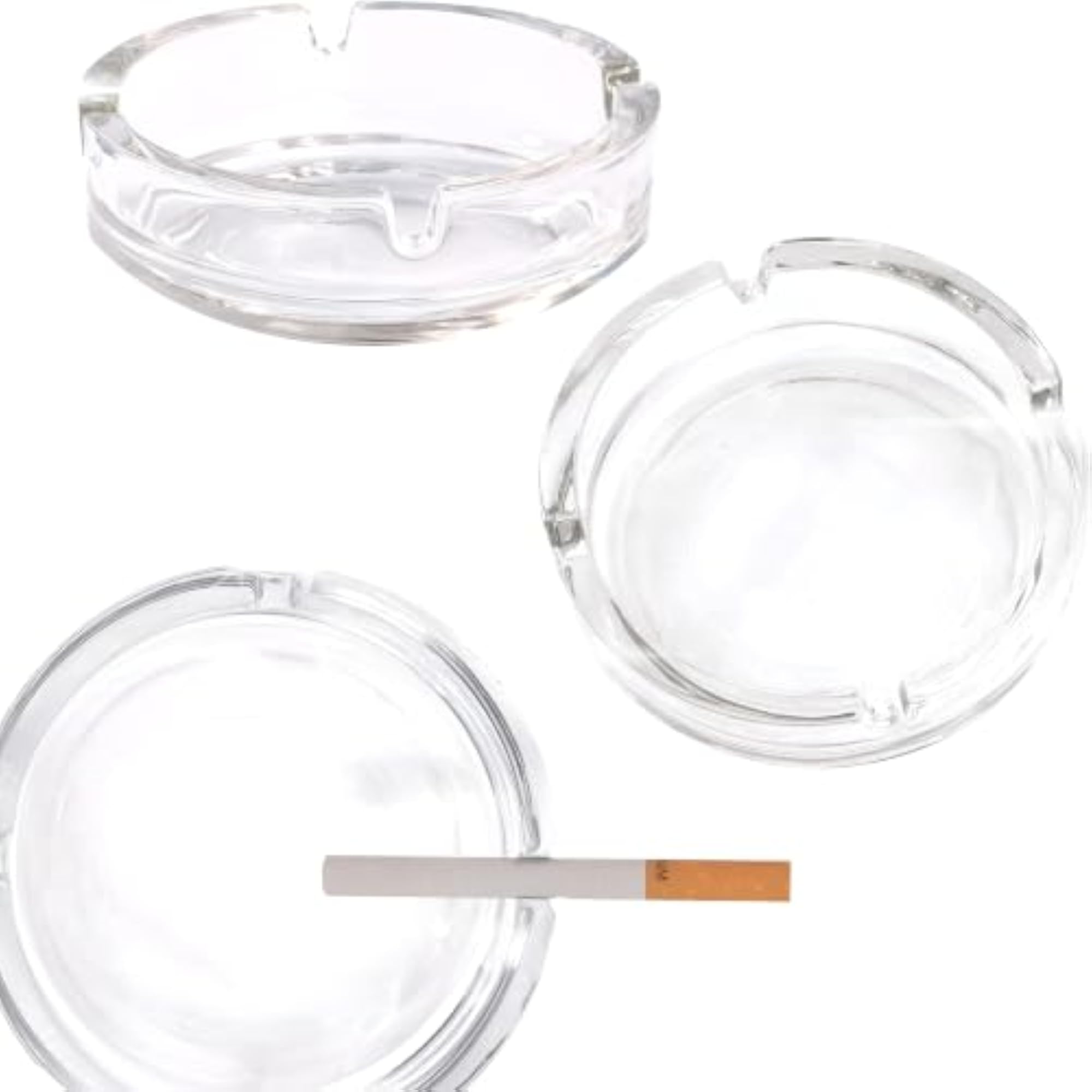 Round Transparent Glass Ashtray for Stylish Smoking