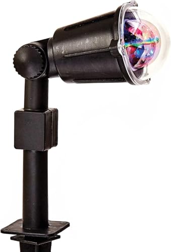 Wiscom - Proyector LED RGB giratorio, lámpara de jardín 4 W, efecto meteorológico multicolor, estaca para exterior (blanco)