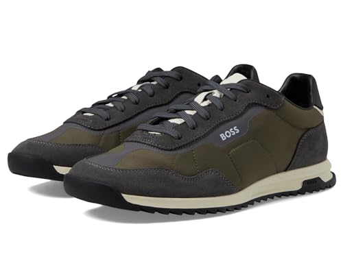 Image of BOSS Men's Zayn Low Profile Suede Leather Two Tone Sneaker
