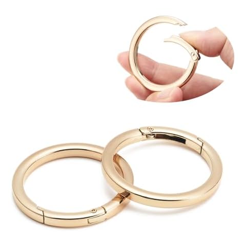 DEVPSISR 4pcs Flat Trigger Spring O Rings,Metal Keychain Ring Round Carabiner Clips for Keyrings Buckle, Bags,Purses(Gold,1 1/2 inch) Cover