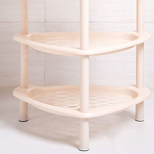 Image of wolpin Bathroom Shelf Stand Plastic 3 Tier Shelves with Hooks Corner Kitchen Bathroom Multipurpose Holder Bathroom Storage Rack Box Strong Shower Rack Shelf