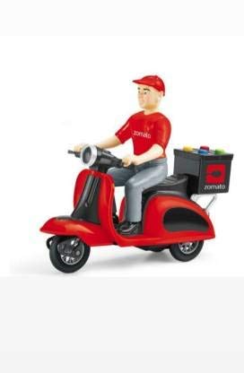 Barodians Kids ZOMATO DELIVERY Scooter Friction Light Sound Toys (Red)