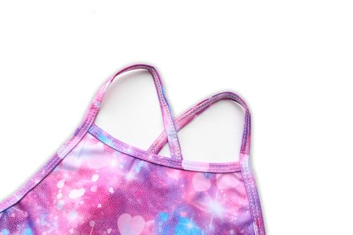 Image of iLover Girls Sparkle One Piece Swimsuits Crossback Swimwear Beach Bathing Suit with Adjustable Strap 4-10 Years