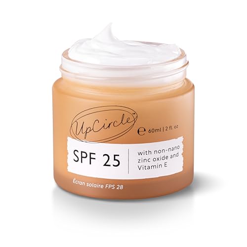UpCircle Mineral Sunscreen LSF 25 60 ml riffsicher nicht-nano-Zinkoxid und leichtes Himbeersamenöl schützt vor freien Radikalen + Glycerin für pralle Haut Gesicht und Körper vegan und