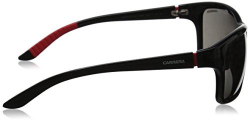 Carrera Sunglasses (Safilo Group) CA8013/S Rectangular Sunglasses, Shiny Black & Gray Polarized, 58 mm3