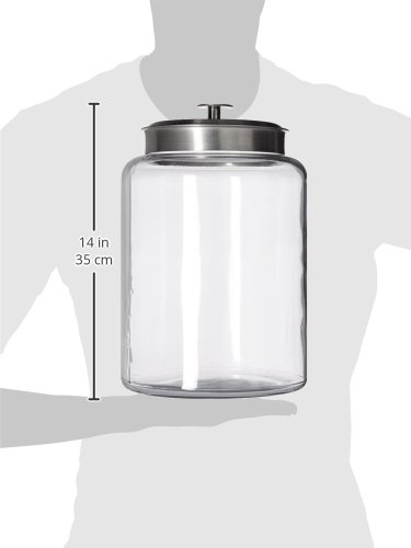 Anchor Hocking 2.5 Gallon Montana Glass Jar with Airtight Lid (2 piece, brushed silver metal, dishwasher safe)