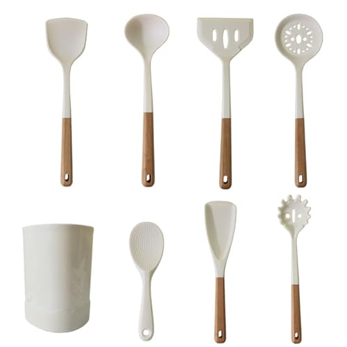 キッチンツールセット 調理器具セット ノンスティックキッチン用品 一人暮らし 耐熱調理器具 シリコン 木製のハンドル 製菓器具 シャベル スプーン 収納バケツ クリップなど