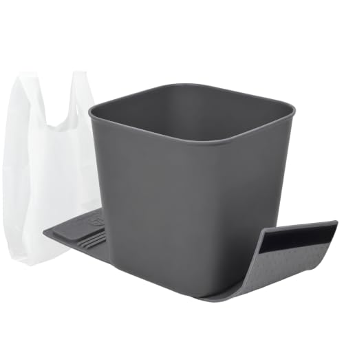 Image of Car Trash Can with Stability Wings - Leakproof Portable Garbage Bin for Fabric & Rubber Mats - Compact Durable Plastic Auto Organizer for Cars, SUVs, Trucks (Gray, Large)