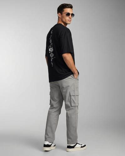 Image of Nobero Men's Oversized Graphic T-Shirt for Men | Soft Cotton | Drop Shoulder Relaxed Fit | Printed Casual Tshirt for Men