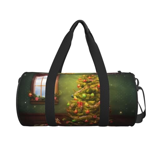 Christmas Tree Duffle Bag for Women Men Personal Item Travel Bag Canvas Weekender Overnight Bag Lightweight Sports Tote Gym Bag Carry On Luggage Bag2