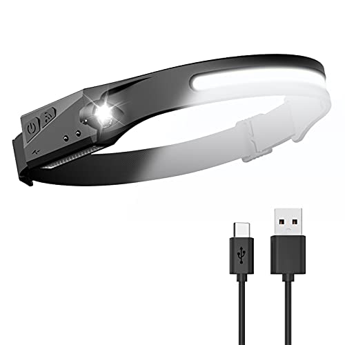 BORUIT LED Headlamp USB Rechargeable Headlamp 500lumens 230Â° Broadbeam Headlamp, Motion Sensor HeadLamp for Hiking, Running, Fishing, Camping