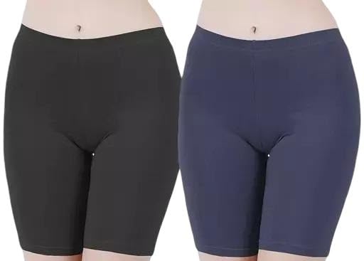Cotton Blend Slip Shorts Elastic Waist Soft Stretch Under Dress Yoga Gym Running Cycling Comfort Pack of 2-picture-17