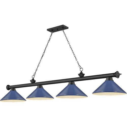 Luminaire suspendu billard 4 lumières 240W laiton frotté cordons