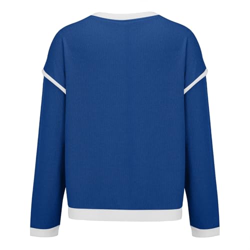 Heevina Sweaters for Women Knitted Knit Crewneck Contrast Binding Long Sleeve Base Sweater Fall Winter Jumpers3