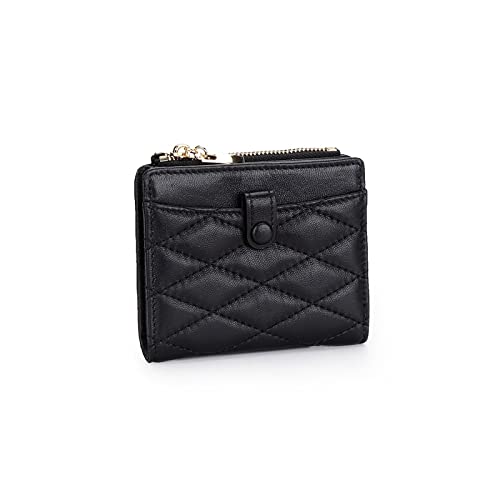 Image of Ladies Wallet Women Zipper Purse Sheepskin Card Wallet For Female Short Style Woman Leather Mini Wallets (Color : Hortel�)