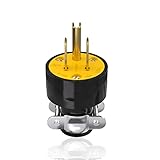 Muelnmey 1PCS Extension Cord End Electrical Replacement Plug NEMA 5-15P 15A 125V 2Pole 3Wire Black Shell Industrial Grade 3-Prong Male Straight Blade Grounding Type,UL Listed.
