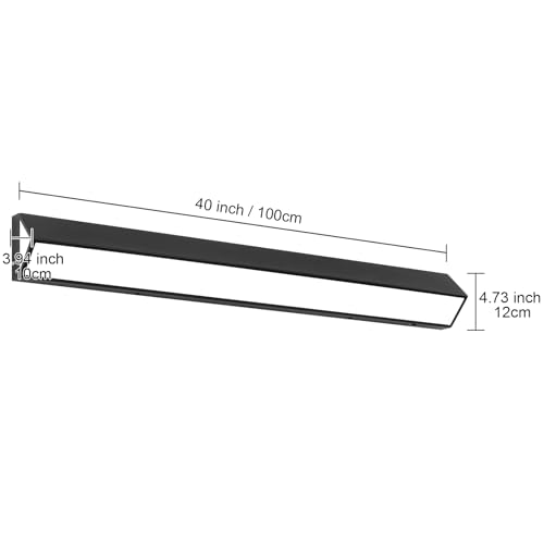 Image of LED Modern Bathroom Vanity Light Fixtures (40-Inch, 5CCT, Dimmable), Modern Acrylic Bathroom Wall Lighting Fixtures Over Mirror, Matte Black