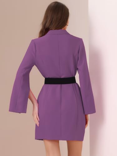 Image of Allegra K Blazer Dress for Women Notched Lapel Work Dresses with Belt