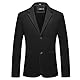KUDORO Herren Sakko Anzugjacke Slim Fit Freizeit Baumwolle Sportlich Kapuzen Blazer Herren 2 Knöpfe(Schwarz,M)