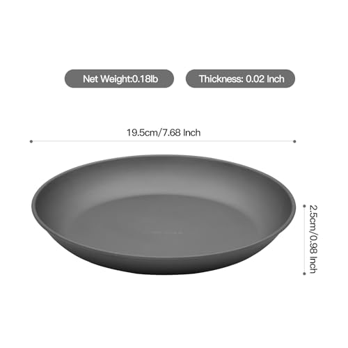 image for MAXCOOK Pure Titanium Camping Plate, 7.68 Inch Ultralight Durable Tita