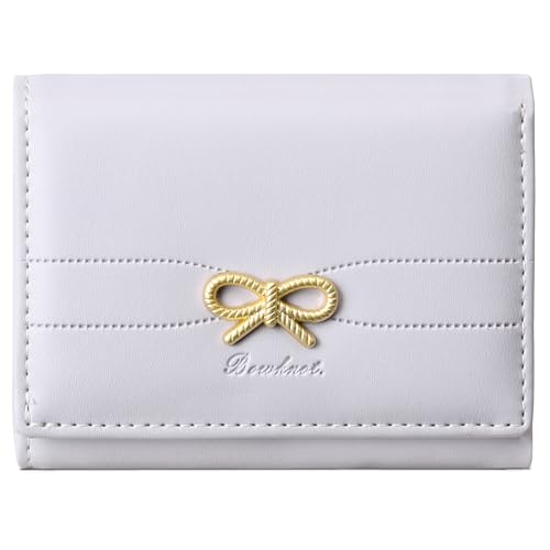 Image of RNIEGA Small Wallets Girls Cute Coquette Bow Wallet Women Aesthetic Credit Card Holder with ID Window, Light Purple