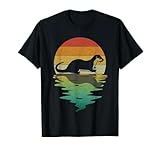 Sea Otter Silhouette Sunset Retro Vintage 70s Nature Lover T-Shirt