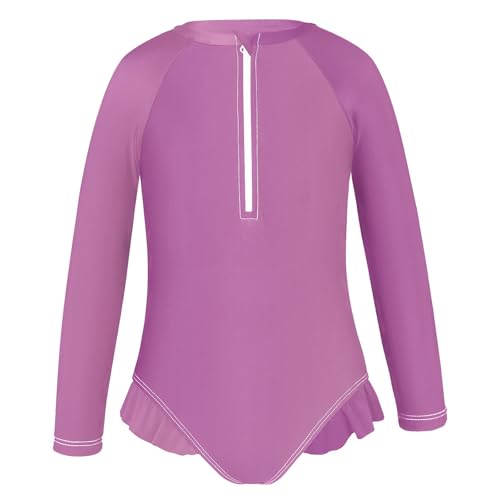 Purple Gradient Rashguard Girls One Piece Swimsuit Long Sleeve Hawaii Swimwear 3T2