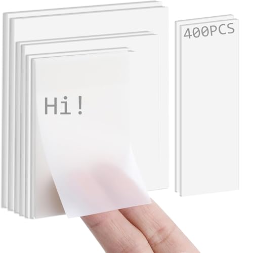 400 Hojas Notas Adhesivas Transparentes, Bloc de Notas Adhesivas Impermeables, Posits Transparentes Reutilizables, Postit Autoadhesiva Impermeable Removibles para Casa Escuela Oficina