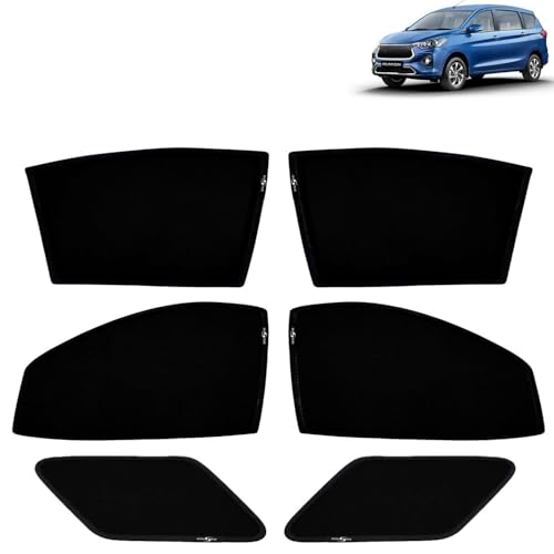 Image of KINGSWAY Car Sun Shade Curtains Only Compatible with Toyota Rumion (2023 Onwards) | Z-Black Fix-Type (Non-Magnetic) | UV & Heat Protection | Pack of 6 Pcs