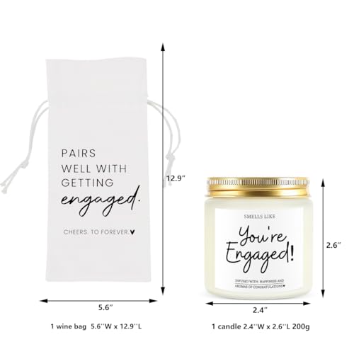 Image of Engaged Gifts Engagement Gifts for Couples Her Engagement Party Decorations | Bridal Shower Decorations Wine Gift Bag Scented Candles Set Cheers To Forever Wine Bag