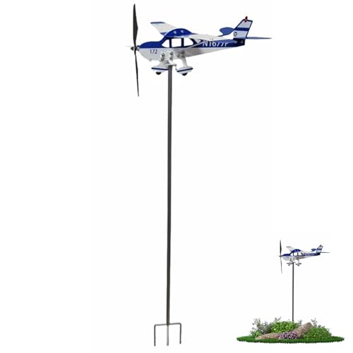 Veleta de avión: Metal, Molino de Viento de avión, medición | Pantalla de dirección del Viento de fácil Montaje, Veleta de jardín para decoración de Patio, azotea y jardín