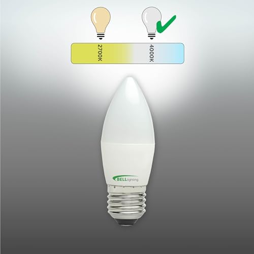BELL Lighting E27 Screw Bulb LED Candle 3 Pack | Natural White 4000K | 470 Lumen 4.7W | Energy Saving Large Edison Screw Lightbulb | 40W Equivalent | Dimmable