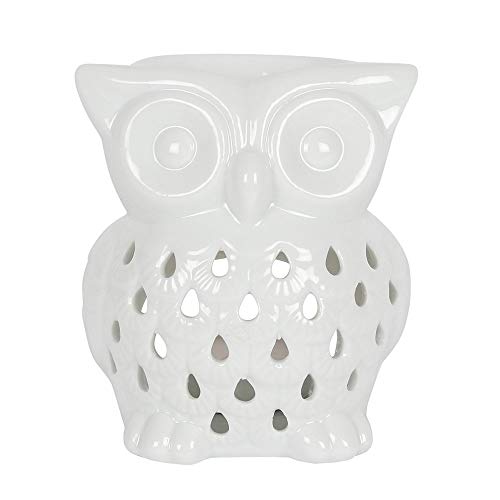 RAJX Owl Wax Melt Burners, Ceramic Aromatherapy Gifts for Christmas, Candle Warmer Lamp and Tealights Holder, Essential Oil Diffuser for Home and Bedroom Decor (White)
