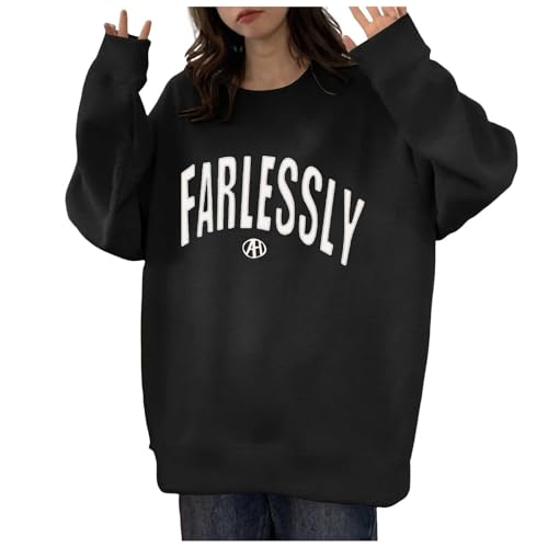 トレーナー レディース スウェット 春 秋 冬 プルオーバー 薄手 長袖 トップス 英字 プリント パーカー ゆったり 大きいサイズ おしゃれ 秋服 韓国 レディースファッション 可愛い 長袖tシャツ ロング クルーネック(XL,ブラック)