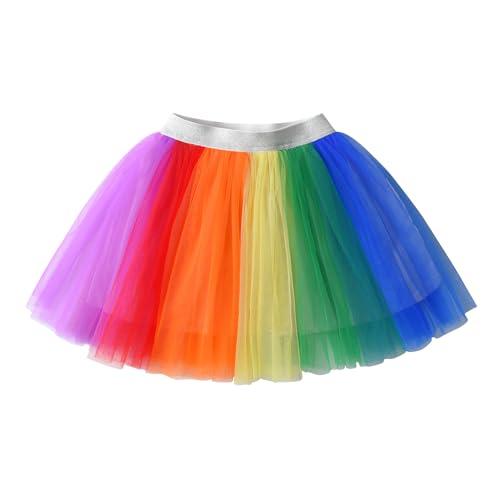 Image of DXTON Girls Tutu Skirt Rainbow Toddler Tulle Ballet Dance Skirt for 3-10Y