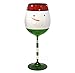 Gift Boutique Christmas Wine Glasses 16.8 Oz Set of 2 Festive Santa Belt and Snowman Drinking Goblets Cups with Stem Xmas Wineglass Gift Red Green and White Colored Painted Winter Glassware