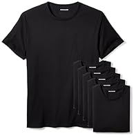 Amazon Essentials Men's Cotton Crew Neck Undershirts, Versatile Soft Basics, Pack of 6, Black, Large