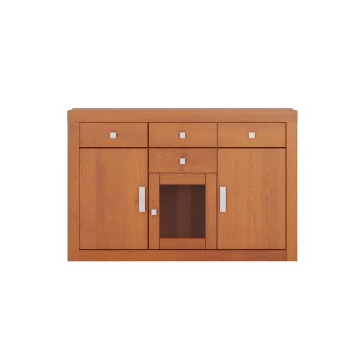 MOBLIT Aparador en Pino Macizo, Serie Kalpe. Medida 86X42 cm (Alto/Fondo) (130 cm de Ancho, Cerezo)