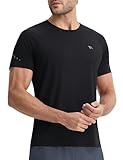 baleaf Workout Shirts for Men Short Sleeve Athletic Cooling T-Shirts Sun Protection Quick Dry Moisture Wicking Running Hiking Black L