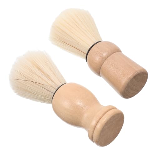 Healeved 2 Pack Wooden Handle Shaving Brush Set Gentle Bristles for Men Beard Lathering Brush Pocket Size Travel Tool